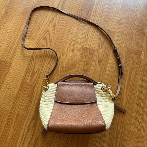 Tory Burch Half-Moon Straw Crossbody Bag - Picture 8 of 12